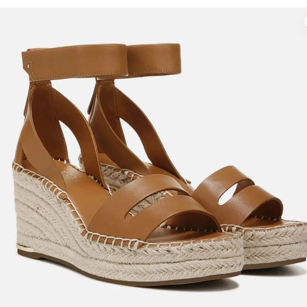 New Franco Sarto Women’s Callia Wedge Espedrille Sandals Summer Vacation Leather